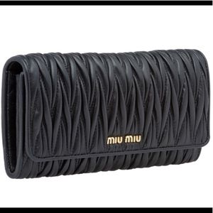 Miu Miu Black Matelassé Leather Wallet, BRAND NEW